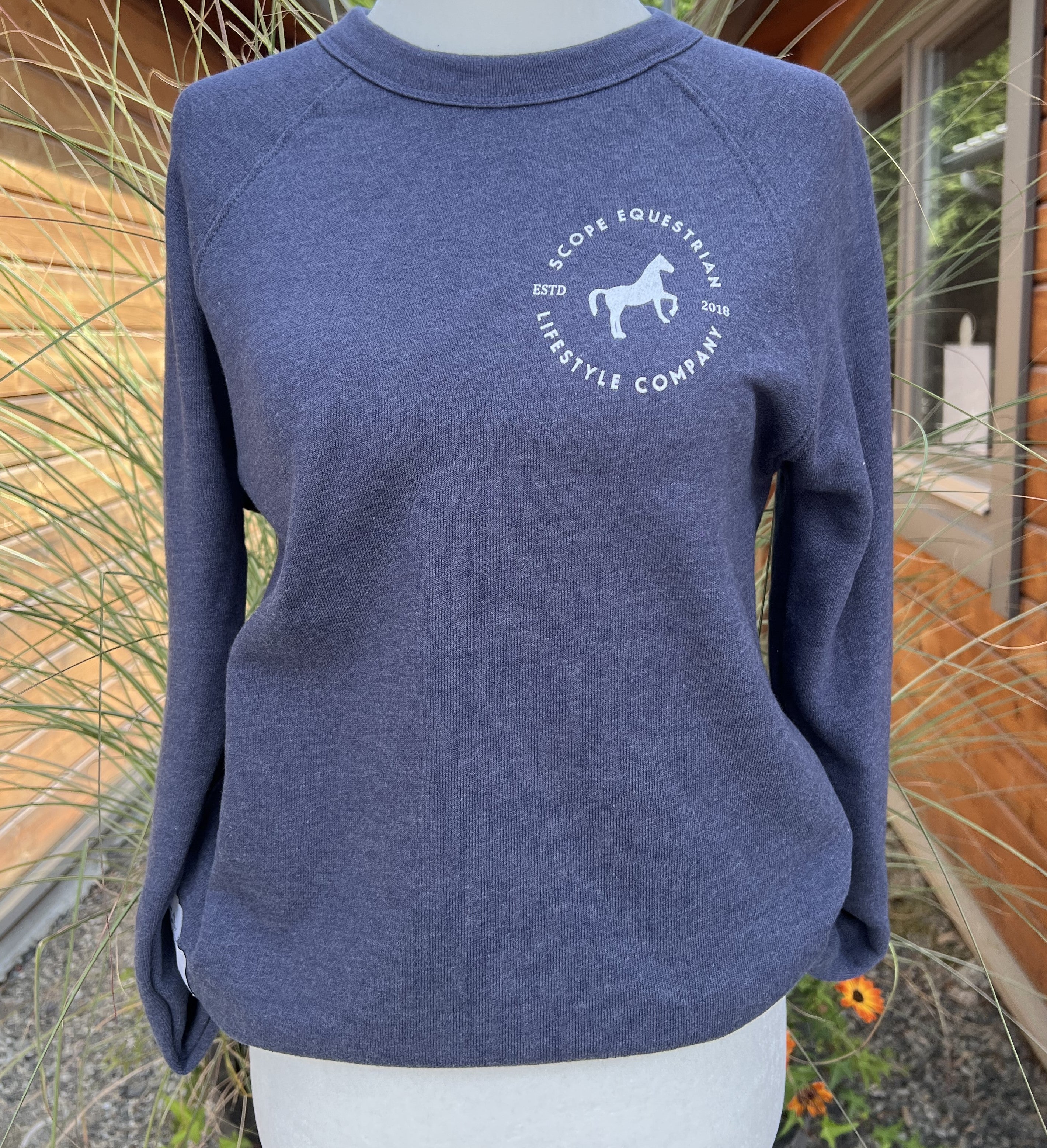 Circle Icon Sweatshirt, Heather Navy – Scope Equestrian Lifestyle